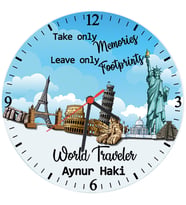 Biresimden World Traveler İsimli Gezgine Hediye Duvar Saati