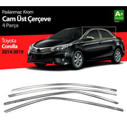 Toyota Corolla Uyumlu Krom Cam Üst Çıtası 4 Parça. 2013-2018