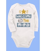 Organik Baskılı Pamuklu Unisex Bebek Body UZUNE156