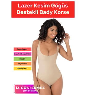 Özel Üretim İz Göstermeyen Kaymaz Şekillendirici Toparlayıcı Lazer Kesim Gögüs Destekli Bady Korse (Ten)