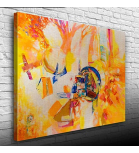 Soyut, Sarı Tonlarda Ormanda Kamp, Kanvas Tablo 50 x 70