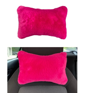 Yumuşak Peluşlu Ortopedik Araba Seyahat Boyun Yastığı Tekli Fuşya Pembe