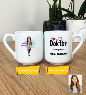 Kişiye Özel Karikatürlü Doktor Hediye Oval Kupa Bardak Kadın Doktora Hediye Tıp Bayramı Hediyesi