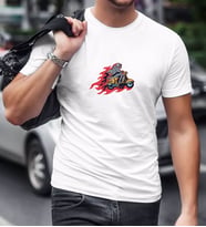 BK Gift Motrorcu İskelet Tasarımlı Beyaz T-Shirt-1