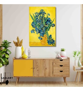 Tekli Dikey Kanvas Tablo Ünlü Eserler Van Gogh Irises