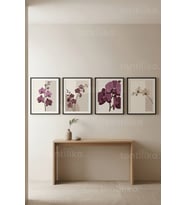 Minimalist Orkide 4’lü Ahşap Çerçeveli Tablo Seti