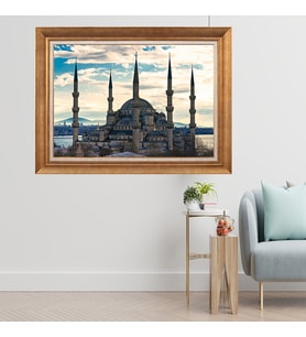 Altın Varaklı Çerçeveli Paspartulu  Tablo fty279 (Gold)
