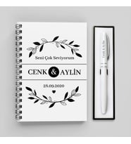 Sevgililere Özel İki İsimli Defter Ve Kalem Seti