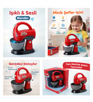 Işıklı ve Sesli Blender Çocuklar İçin Gerçekçi Evcilik Mutfak Seti