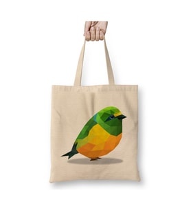 Bird Geometric Animal Blue Naped Chlorophonia Bez Çanta Uzun Saplı Alışveriş Çantası Plaj Çantası (Beyaz)