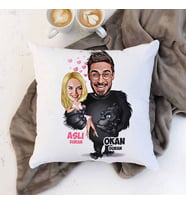 Kişiye Özel Goril ve Sevgilisi Karikatürlü Yastık