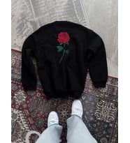 pilelistore- Oversize Üç İplik Bisiklet Yaka Baskılı SweatShirt - Siyah