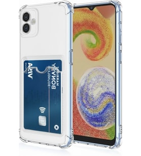 Teknomoda Samsung Galaxy A04 Kılıf Kartlıklı Anti Şok Korumalı Şeffaf Silikon Şeffaf Açık