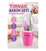 Pembe Manikür ve Pedikür Seti – Cımbız, Tırnak Makası, Makas ve Törpü