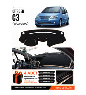 e-biz CITROEN C3 (2004-2009) Uyumlu Torpido Koruma, Torpido Örtüsü, Torpido Kılıfı - Siyah-Bej - CI004