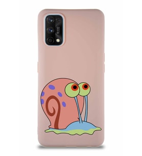 Realme 7 Pro Soft Premier Kapak Salyangoz Gary Tasarımlı Silikon Kılıf - Pudra (Şeffaf)