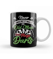 Never Underestimate Old Man Who Player Darts Dartboard Arrow Kupa Bardak Porselen