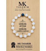 MK TASARIM GERÇEK AYTAŞI GERÇEK LAPİS LAZULİ BİLEKLİK MK.7000.833- RAHATLIK-DİNGİNLİK-ENERJİ- STRES BİLEKLİĞİ