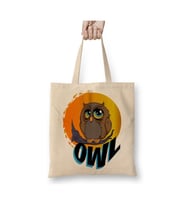 Owl Baykuş Beyaz Bez Çanta Uzun Saplı Alışveriş Çantası Plaj Çantası