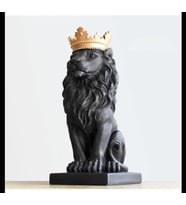 Aslan Kral Dekoratif Biblo Mermerit Heykel Siyah & Gold 17x6x8cm