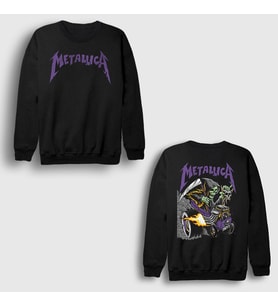 Presmono Unisex Siyah Metallica V2 Cincinnati Print Brandon Heart Sırt Baskılı Sweatshirt 517360tt