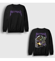 Presmono Unisex Siyah Metallica V2 Cincinnati Print Brandon Heart Sırt Baskılı Sweatshirt 517360tt