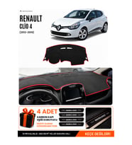 RENAULT CLIO 4 (2012-2019) Uyumlu Torpido Örtüsü Torpido Kılıfı - Siyah Kırmızı