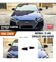 Hyundai Elantra Uyumlu (2016-2018) Batman Ayna Kapağı (Parlak Siyah) (Sinyalsiz )