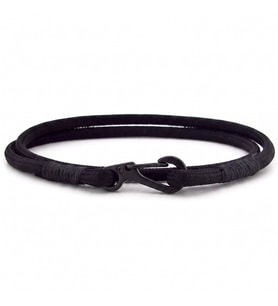 SİYAH PARACORD METAL KANCA İKİ SIRA SARMA ERKEK BİLEKLİK M011K