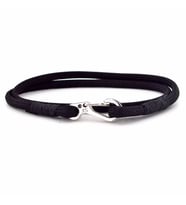 SİYAH PARACORD METAL KANCA İKİ SIRA SARMA ERKEK BİLEKLİK M011K