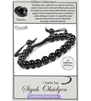 Sertifikalı AAA+ Kalite Gerçek Siyah Obsidyen Taşı Bileklik