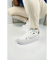 Erkek Sneaker Bağcıklı Kalın Taban Oval Burun Bilek Destekli Spor Ayakkabı 2282 (Beyaz)
