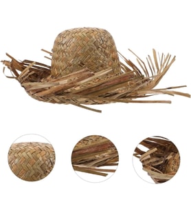 Tropikal Parti Naturel Hasır Hawaii Şapkası 13x36 Cm