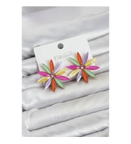 Mey İthalat® Karışık Renk Kristal Taşlı Lotus Model Kadın Küpe