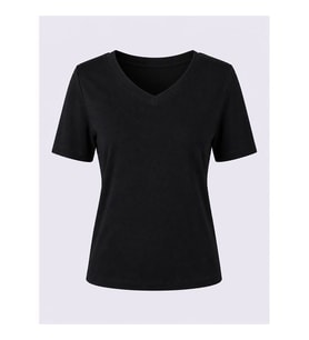Trender V Yaka Siyah Kadın T-Shirt 1066