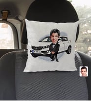 BK Gift Kişiye Özel Plakalı Erkek Kia Sportage Karikatürlü Kare Araç Koltuk Yastığı-2