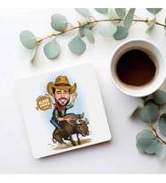 Kişiye Özel Rodeo Yapan Erkek Karikatürlü Bardak Altlığı