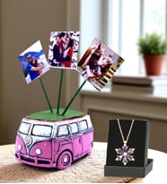 Sizlere Özel 3 Fotoğraflı Kaplumbağa Saksı ve Gerçek Ametist Taşlı Lotus Kolye (Pembe)