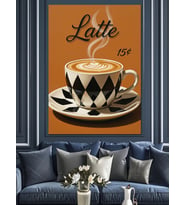 Latte Kahve Fincanı Posteri Dekoratif Kanvas - Mdf Ahşap Tablo