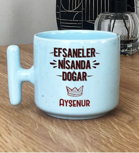 Kişiye Özel Efsaneler Nisanda Doğar Hediye Pastel T Kupa Doğum Günü Hediyesi (Mavi)