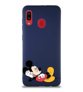 Samsung Galaxy A30 Soft Premier Kapak Mickey Mouse-F Tasarımlı Silikon Kılıf - Lacivert (Şeffaf)