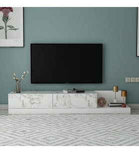 TV Sehpası Murry Orma Mermer Beyaz 180 cm