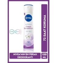 NIVEA Kadın Sprey Deodorant Fresh Sensation 150ml, 72 Saat Anti-perspirant Koruma, Uzun Süren Ferahlık