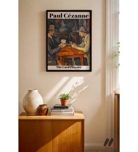 Paul Cezanne Kağıt Oyuncuları, Siyah Çerçeveli Duvar Tablosu - Sanatsever Hediyesi