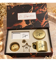 BK Gift Kişiye Özel İsimli Gold Kahve Fincanı & Mum & MDF Altlıklı Dekor & Anahtarlık - Hediye Kutulu Gold Set-5