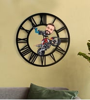 Kişiye Özel Motorcu Karikatür 3D Ahşap Mdf Duvar Saati 114