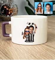Kişiye Özel Karikatürlü Siyah Beyaz Taraftar Sevgiliye Hediye Lüks Fincan Sevgililer Günü Hediyesi