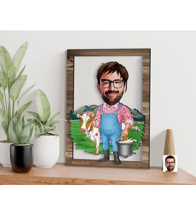 BK Gift Kişiye Özel Çiftçi Karikatürlü 3D Ahşap Tablo, Sevgiliye Hediye, Arkadaşa Hediye, Yıl Dönümü Hediyesi, Doğum Günü Hediyesi-1