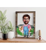 BK Gift Kişiye Özel Çiftçi Karikatürlü 3D Ahşap Tablo, Sevgiliye Hediye, Arkadaşa Hediye, Yıl Dönümü Hediyesi, Doğum Günü Hediyesi-1