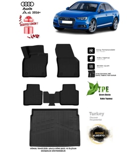 Audi A4 2016 Araca Özel 3D paspas ve 3d Bagaj Havuzu